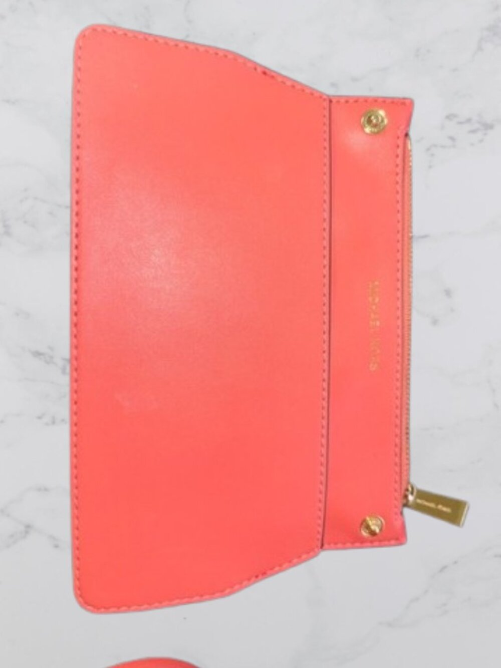 MICHAEL KORS Leather Medium MERCER GALLERY Drawstring Bucket Bag-Coral/Pink - Picture 11 of 15